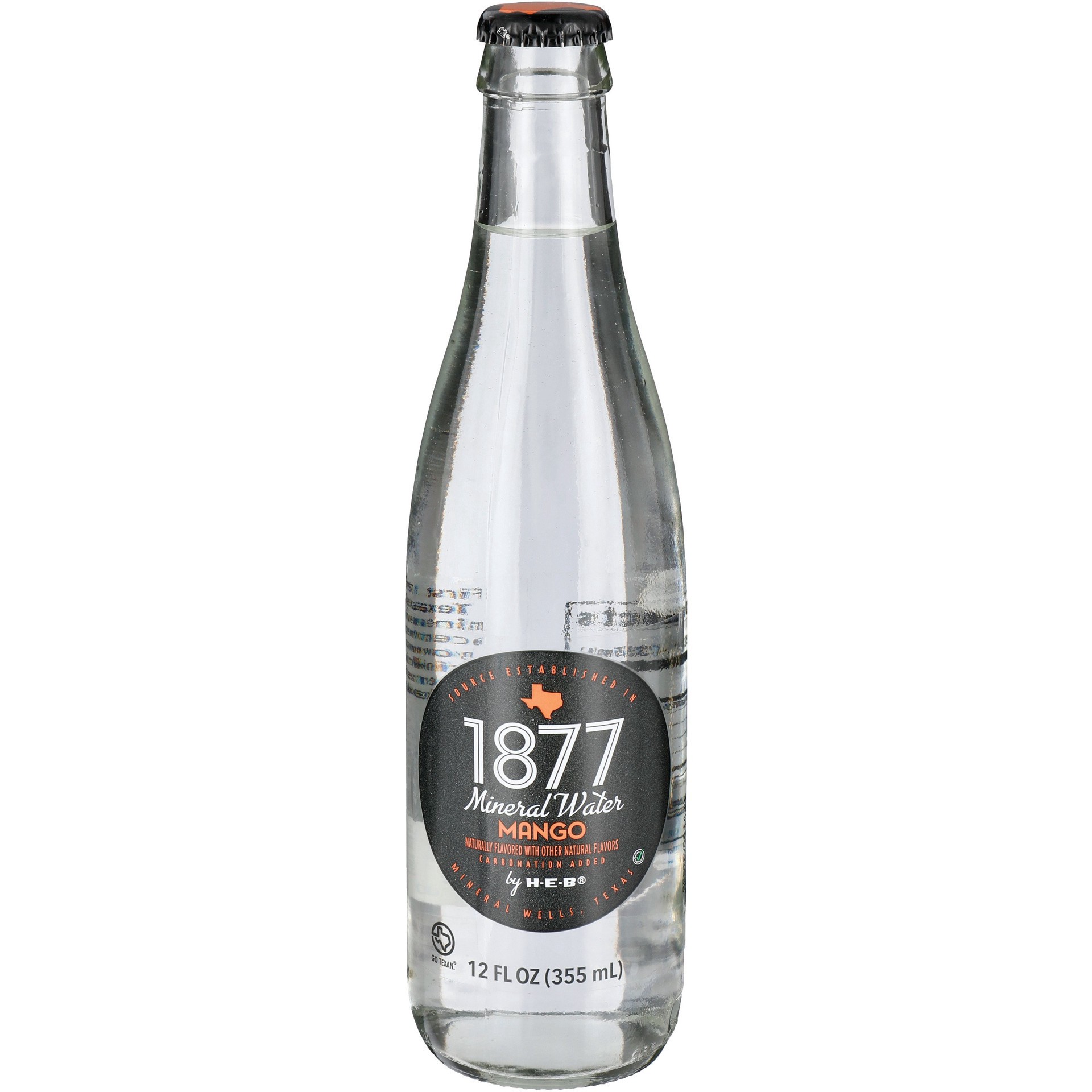 slide 1 of 1, H-E-B 1877 Mango Sparkling Mineral Water, 12 oz