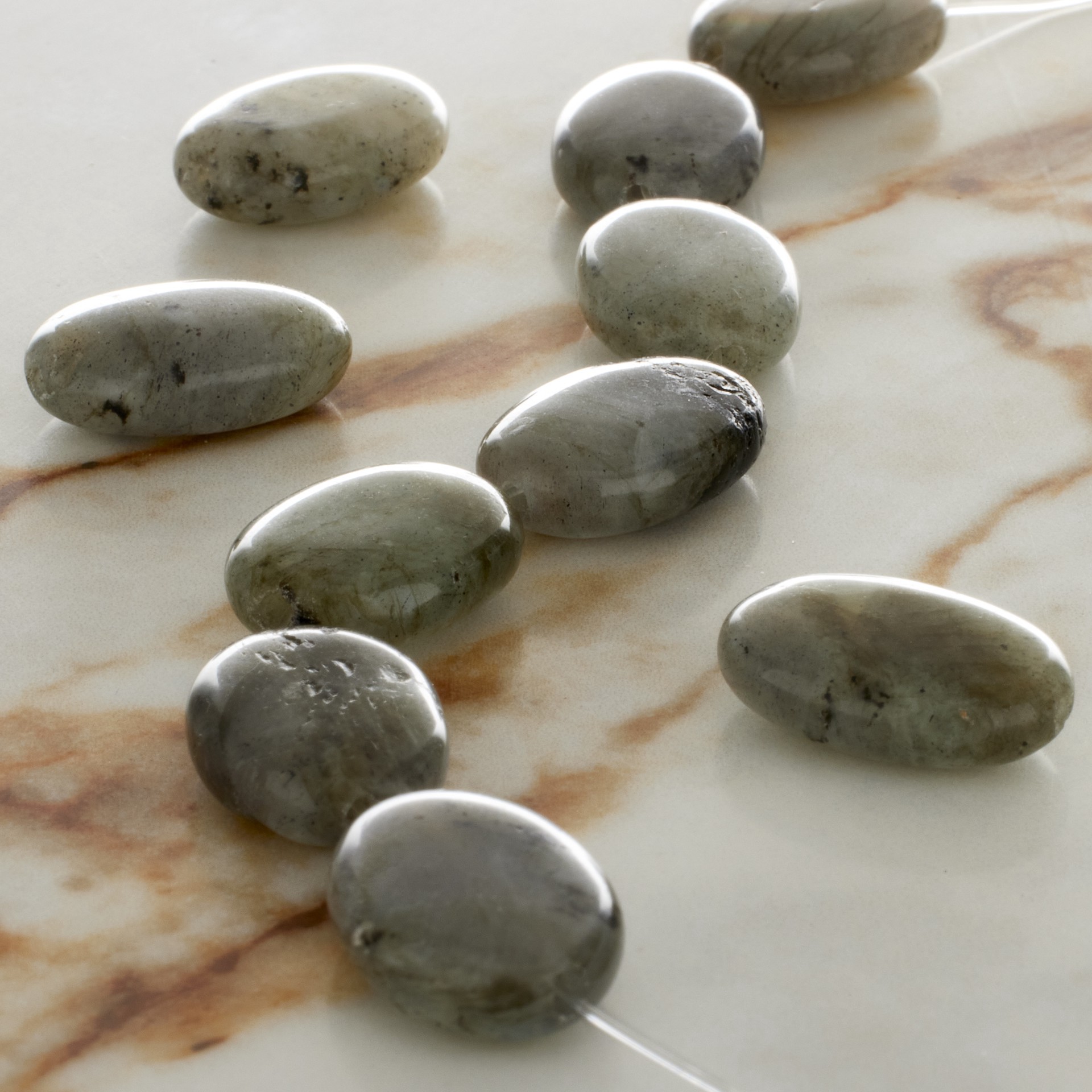 slide 2 of 3, Green Labradorite Oval Beads, 18mm By Bead Landing, 18mm