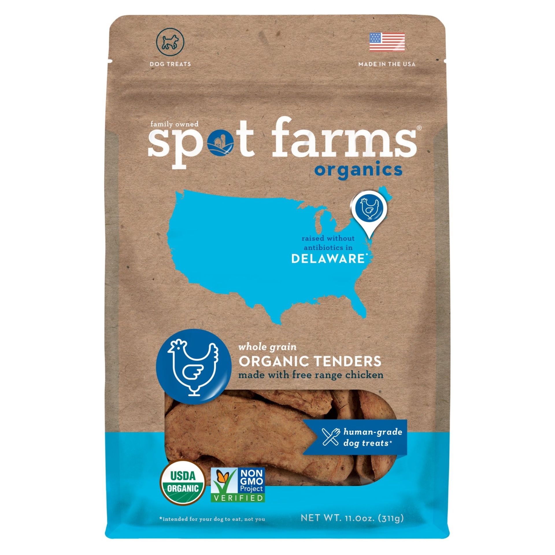 slide 1 of 1, Spot Farms Organic Chicken Jerky Dog Treats, 11 oz