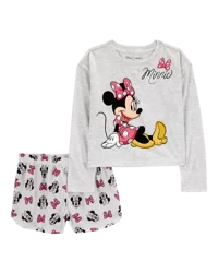 Carter's Kid Minnie Mouse Print Ribbed 2-Piece Pajamas Grey 10