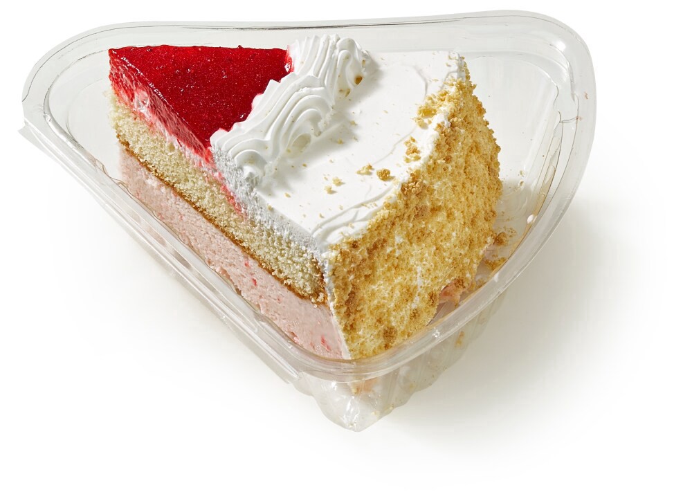 slide 2 of 3, Bakery Fresh Strawberries & Cream Ice Cream Cake Slice, 1 ct