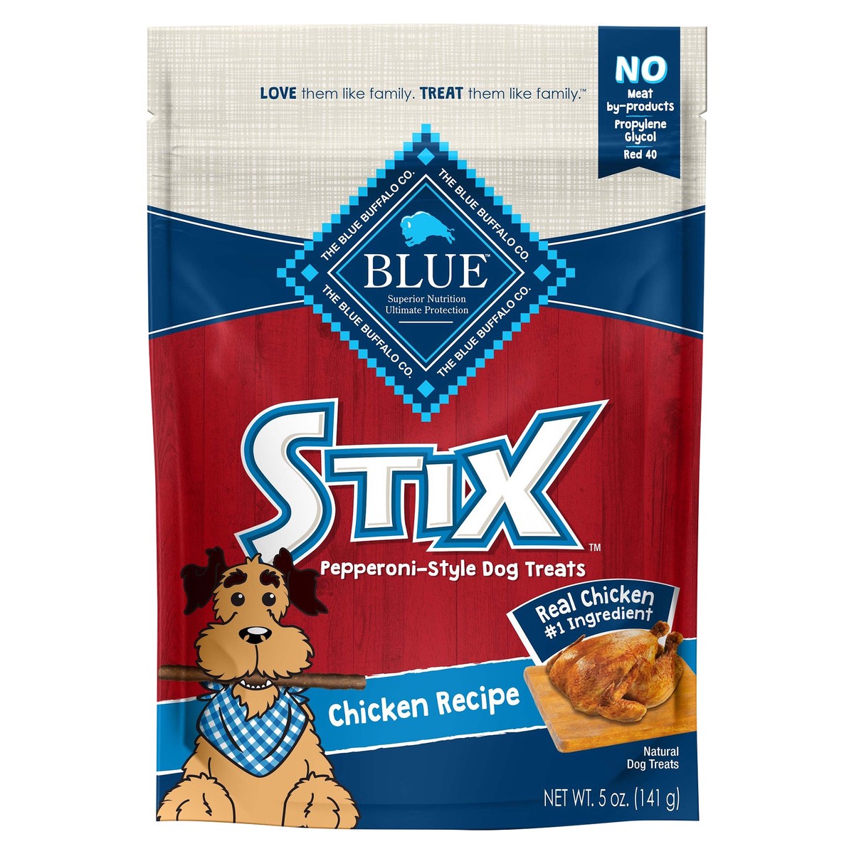 slide 1 of 1, Blue Buffalo Stix Natural Soft-Moist Dog Treats, Chicken Recipe 5-oz Bag, 5 oz