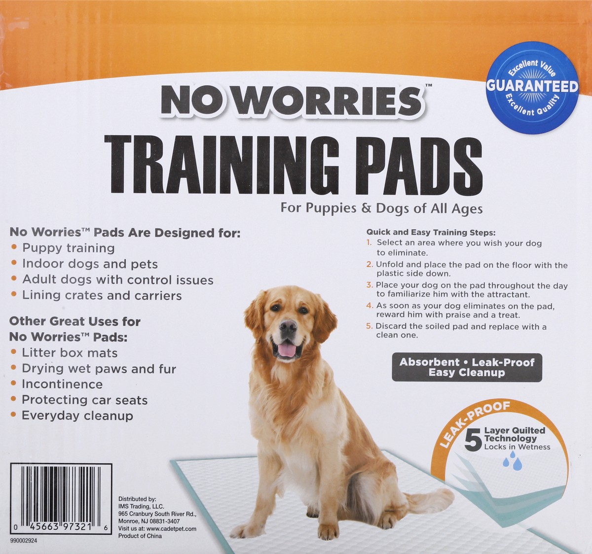 slide 5 of 11, No Worries Training Pads 100 ea, 100 ct