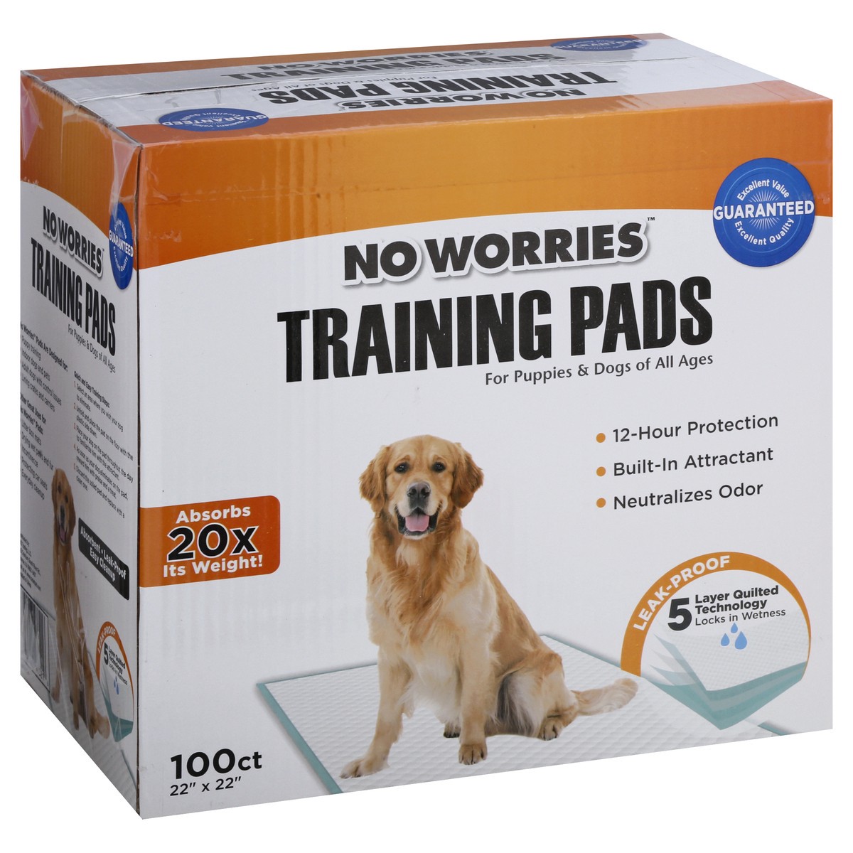 slide 2 of 11, No Worries Training Pads 100 ea, 100 ct