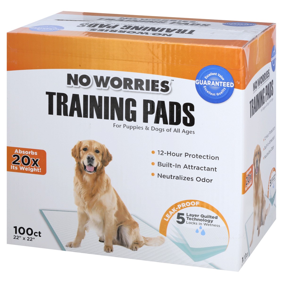 slide 10 of 11, No Worries Training Pads 100 ea, 100 ct