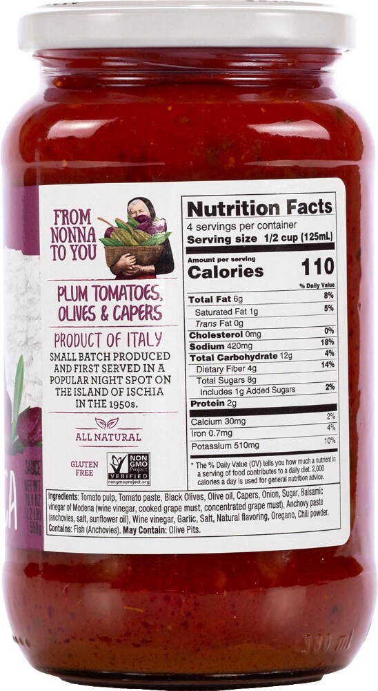 slide 2 of 3, Nonna Pia's Puttanesca Pasta Sauce, 19.4 fl oz