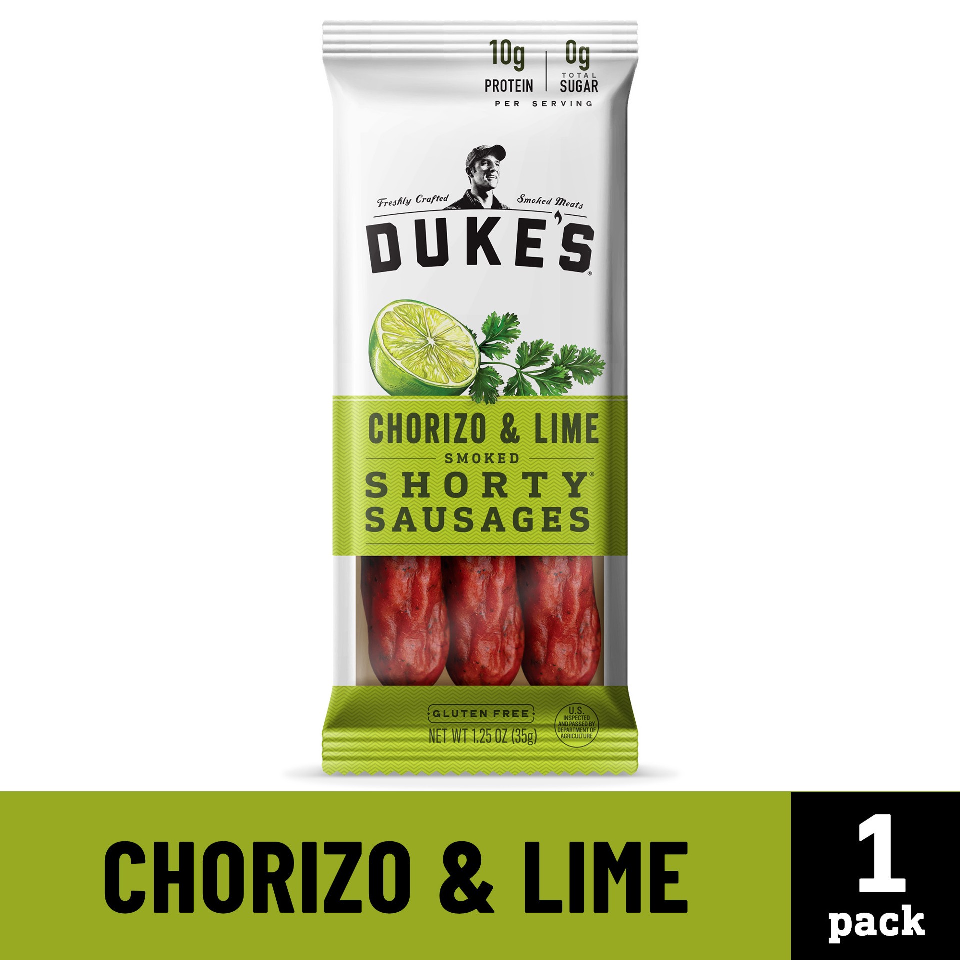 slide 1 of 5, Duke's Chorizo & Lime Smoked Shorty Sausages, 1.25 oz., 1.25 oz