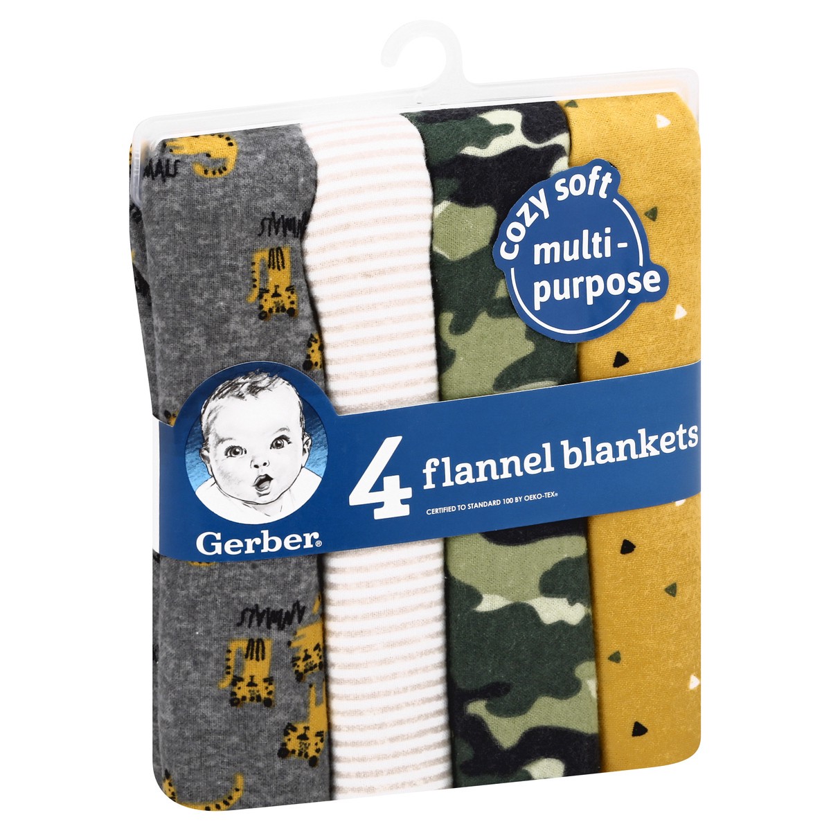 slide 10 of 10, Gerber Flannel Blankets 4 ea, 4 ct