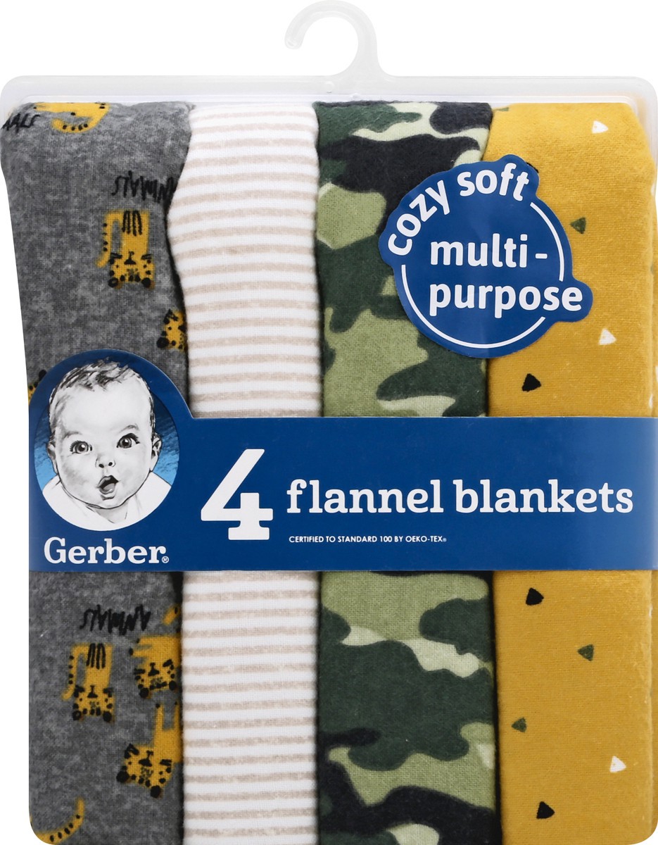 slide 1 of 10, Gerber Flannel Blankets 4 ea, 4 ct