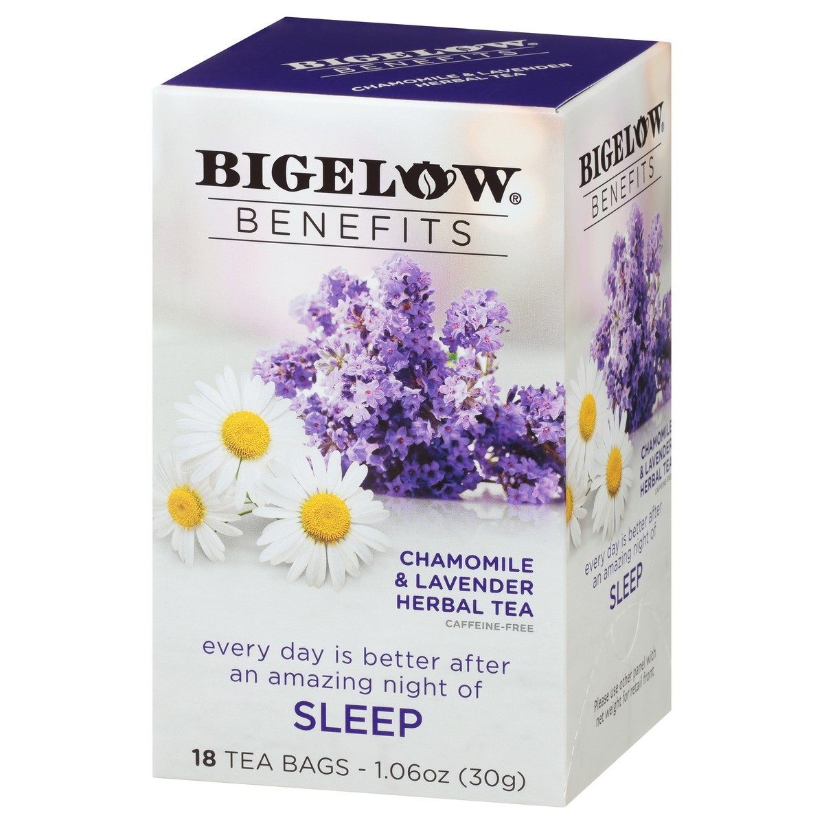 slide 5 of 9, Bigelow Benefits SLEEP Chamomile & Lavender, Caffeine Free Herbal Tea, Tea Bags- 1.06 oz, 1.06 oz