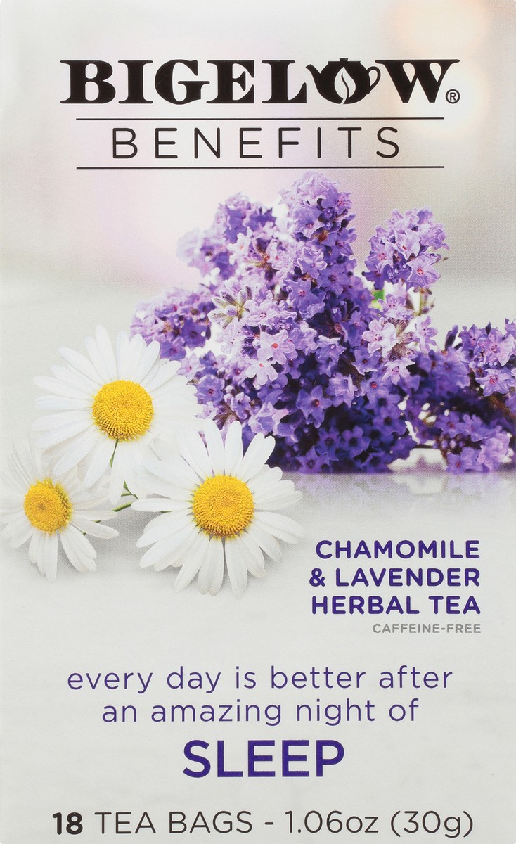 slide 9 of 9, Bigelow Benefits SLEEP Chamomile & Lavender, Caffeine Free Herbal Tea, Tea Bags- 1.06 oz, 1.06 oz