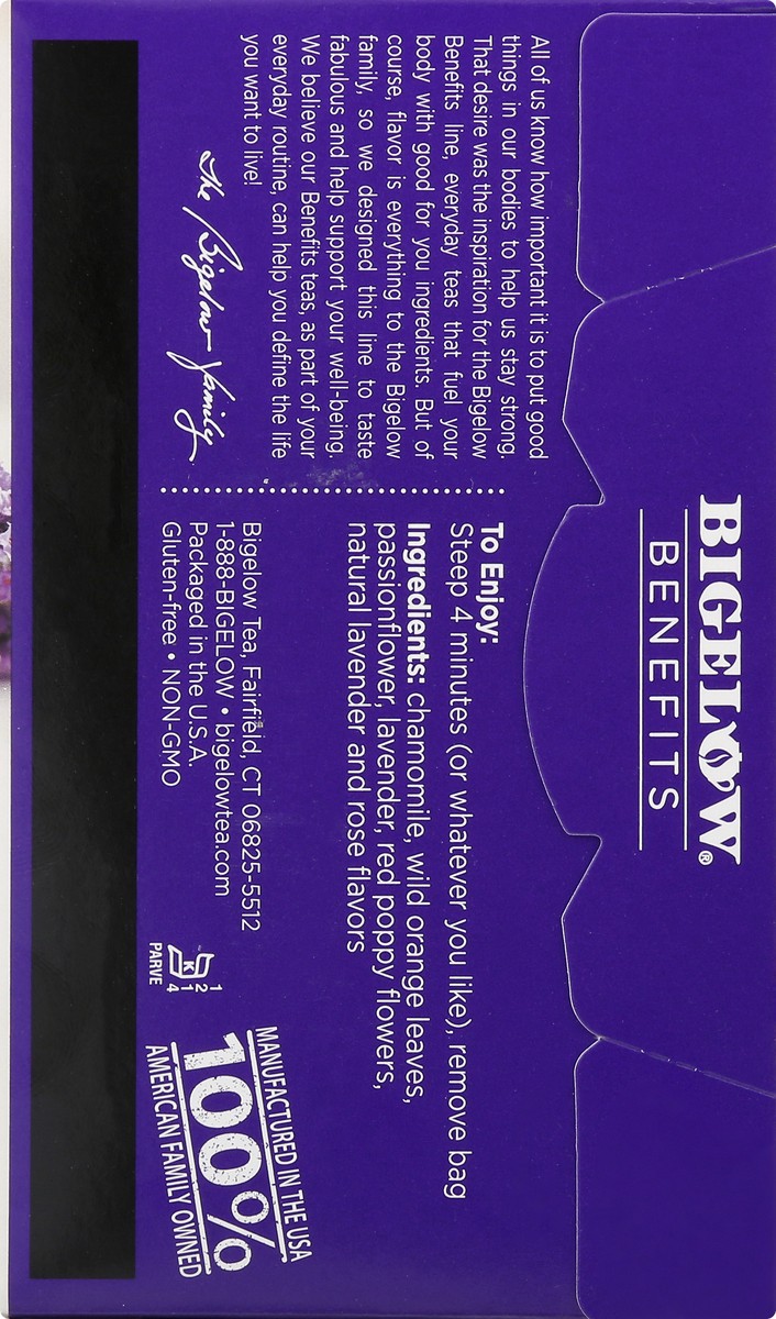 slide 9 of 9, Bigelow Benefits Chamomile & Lavender Herbal Tea Bags, 18 ct