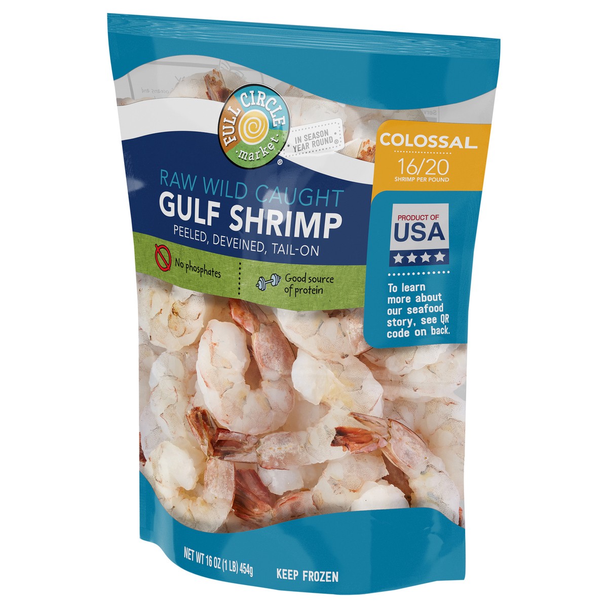 slide 3 of 4, Full Circle Market Raw Wild Caught 16/20 Colossal Gulf Shrimp 16 oz, 1 lb