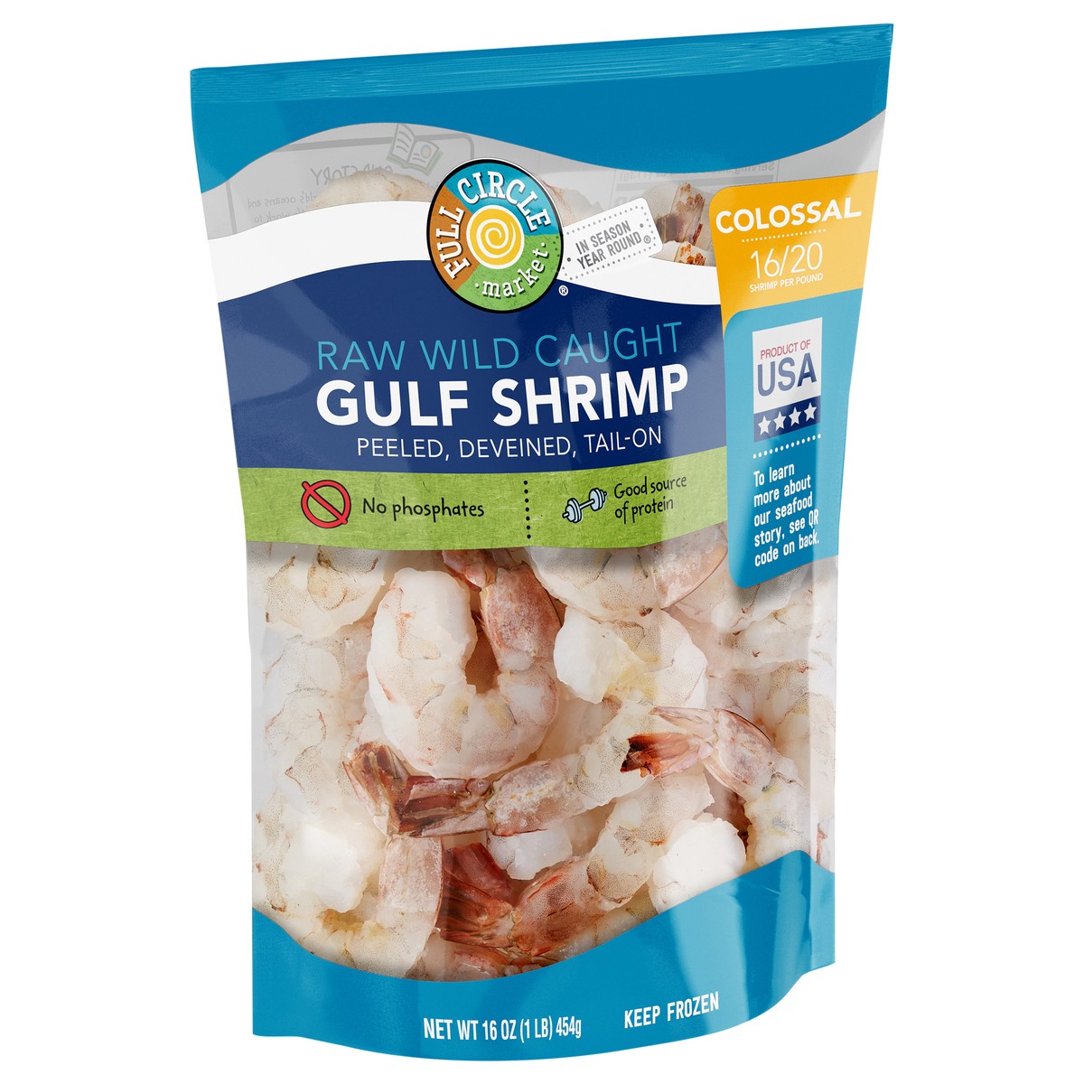 slide 4 of 4, Full Circle Market Raw Wild Caught 16/20 Colossal Gulf Shrimp 16 oz, 1 lb