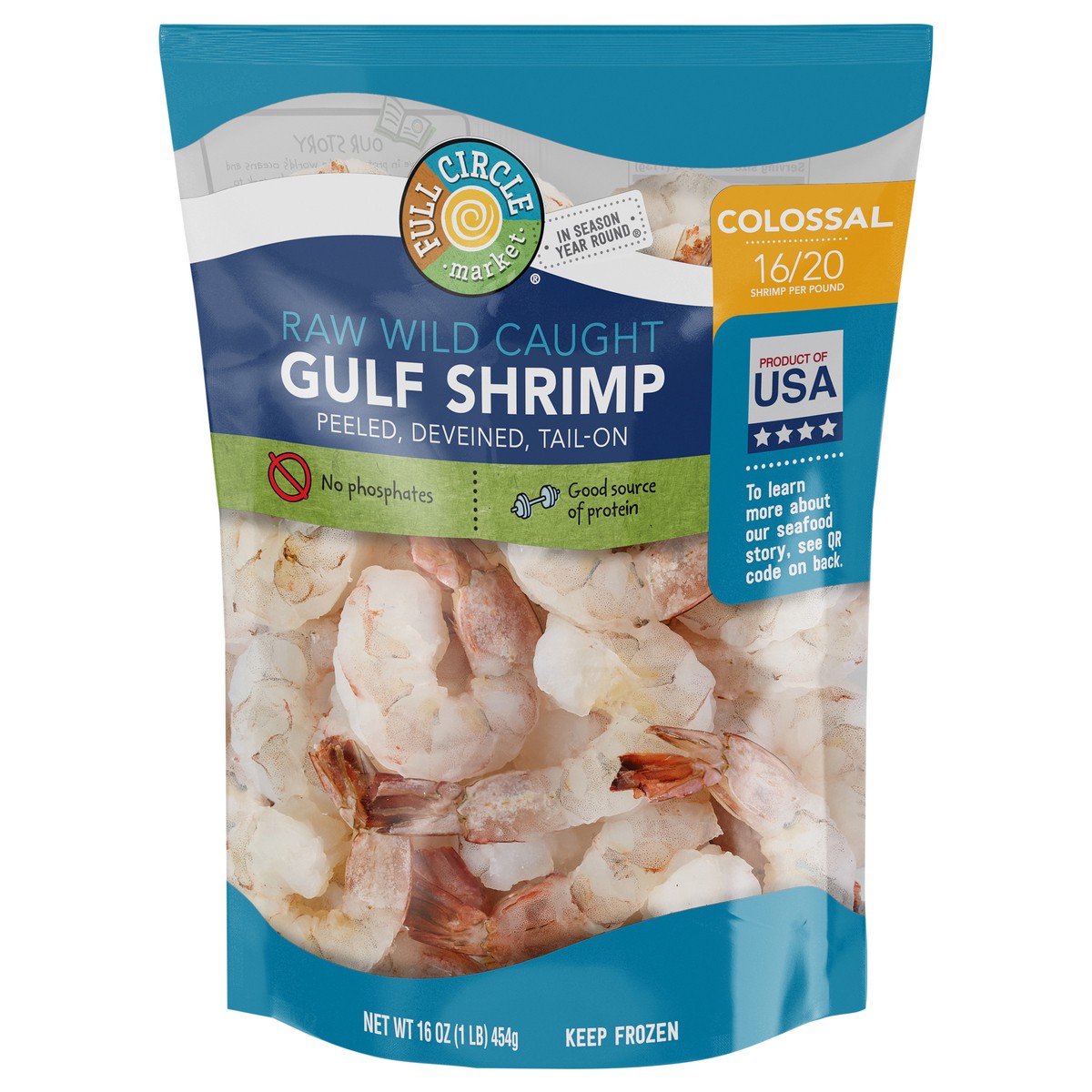 slide 1 of 4, Full Circle Market Raw Wild Caught 16/20 Colossal Gulf Shrimp 16 oz, 1 lb