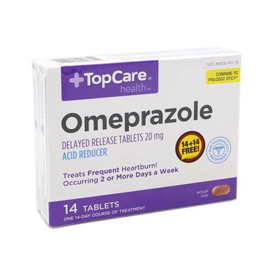 slide 1 of 4, TopCare Omeprazole, 20 mg, Delayed Release Tablets, 28 ct