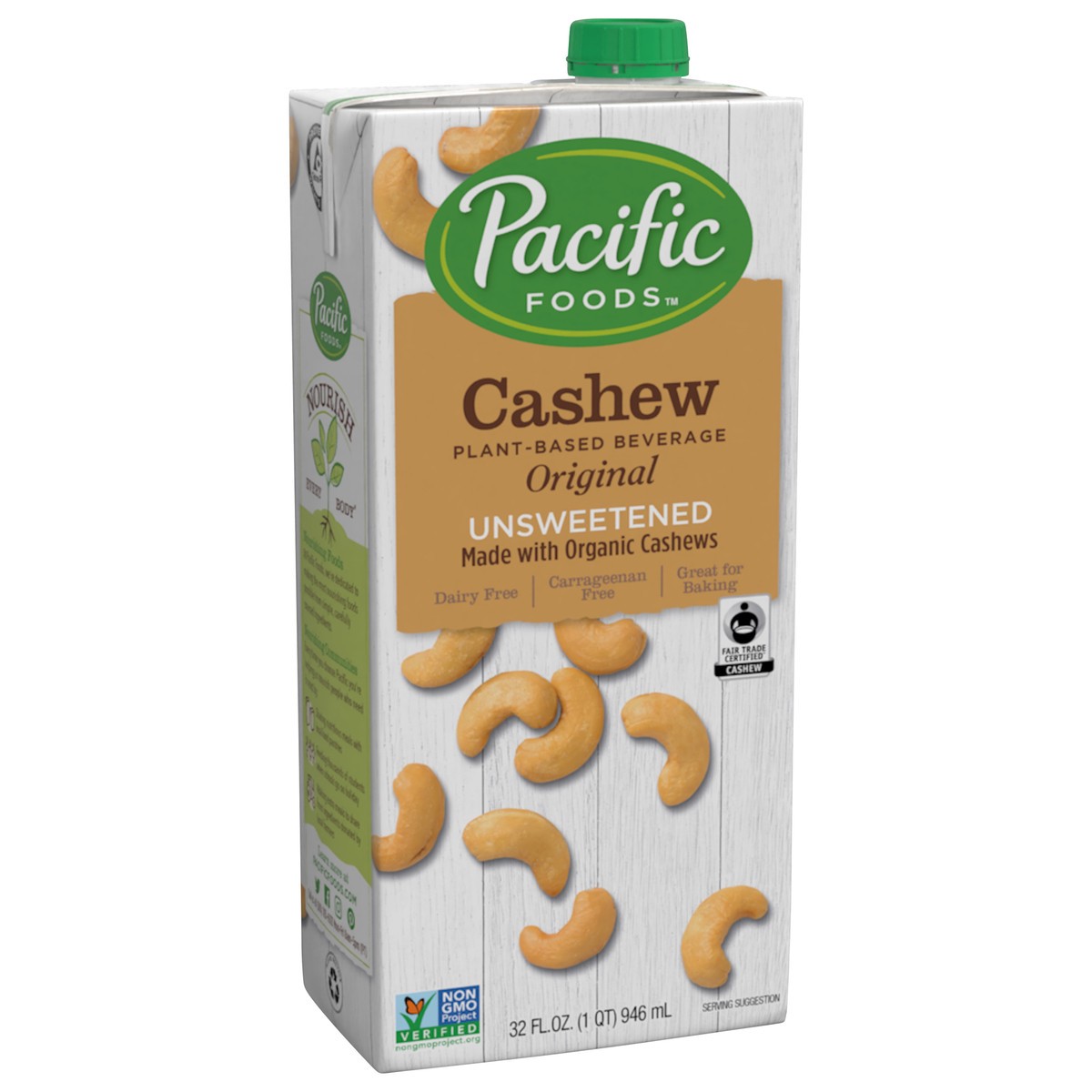 slide 10 of 10, Pacific Foods Original Unsweetened Cashew Milk, Plant Based Milk, 32 fl oz Carton, 32 oz