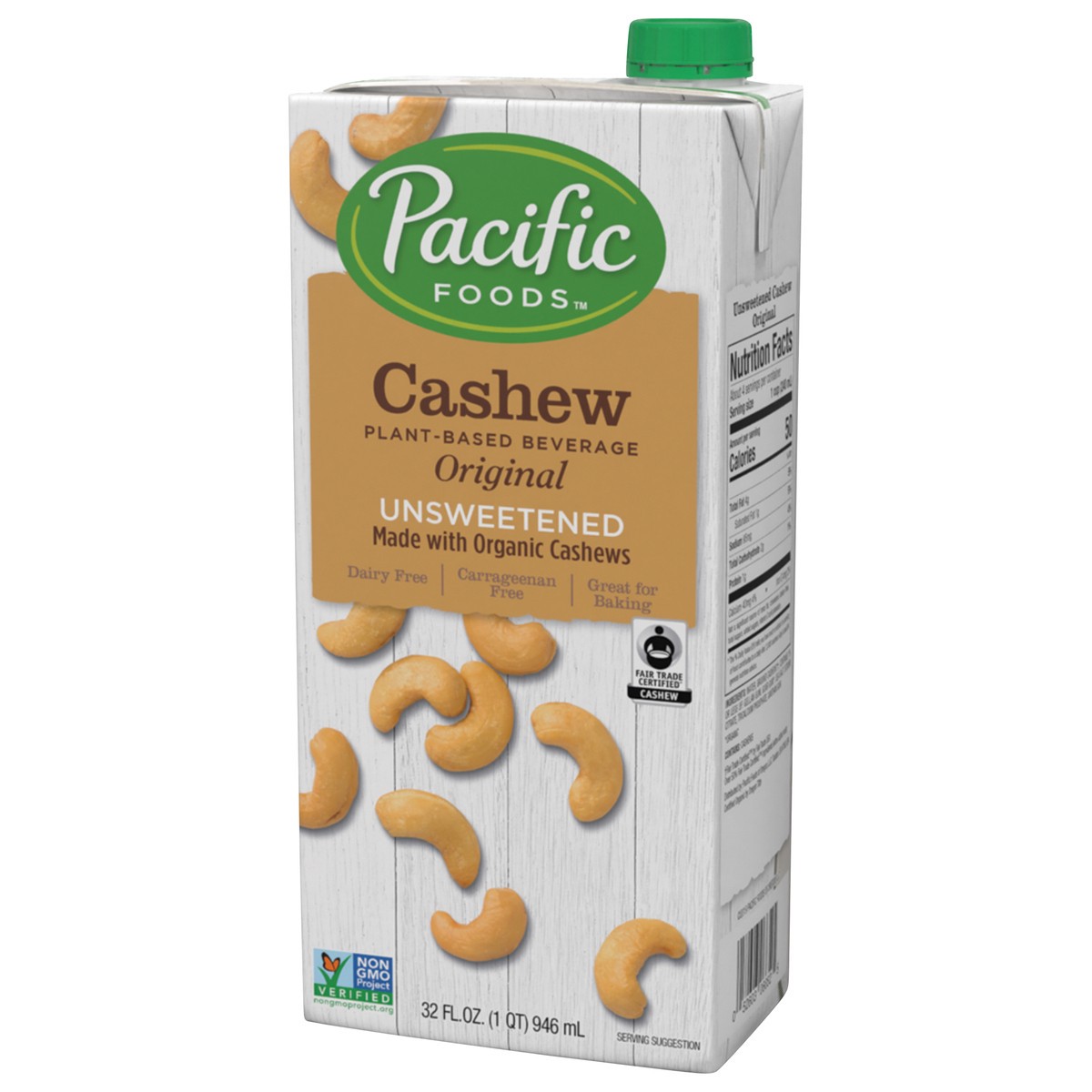 slide 7 of 10, Pacific Foods Original Unsweetened Cashew Milk, Plant Based Milk, 32 fl oz Carton, 32 oz