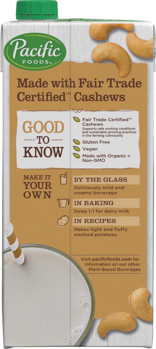 slide 3 of 10, Pacific Foods Original Unsweetened Cashew Milk, Plant Based Milk, 32 fl oz Carton, 32 oz