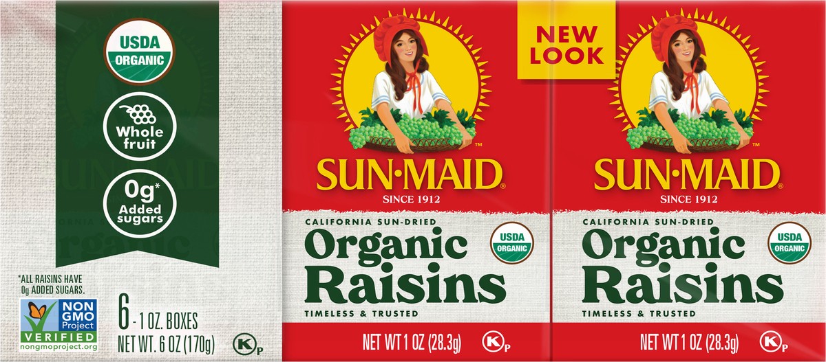 slide 12 of 12, Sun-Maid Organic Raisins, 6 ct; 1 oz