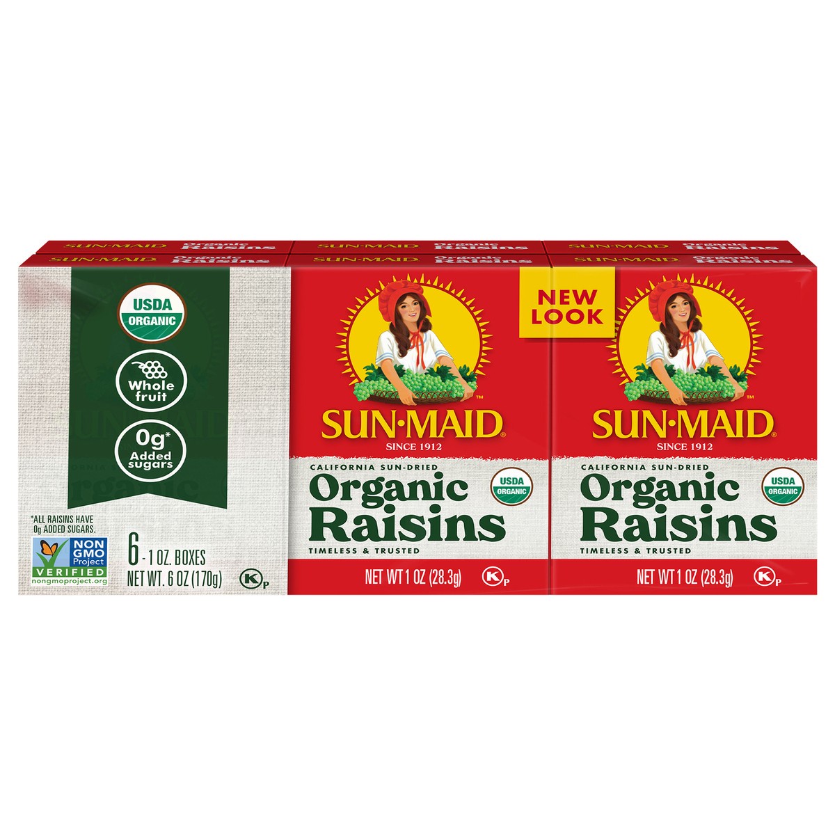 slide 1 of 12, Sun-Maid Organic Raisins, 6 ct; 1 oz