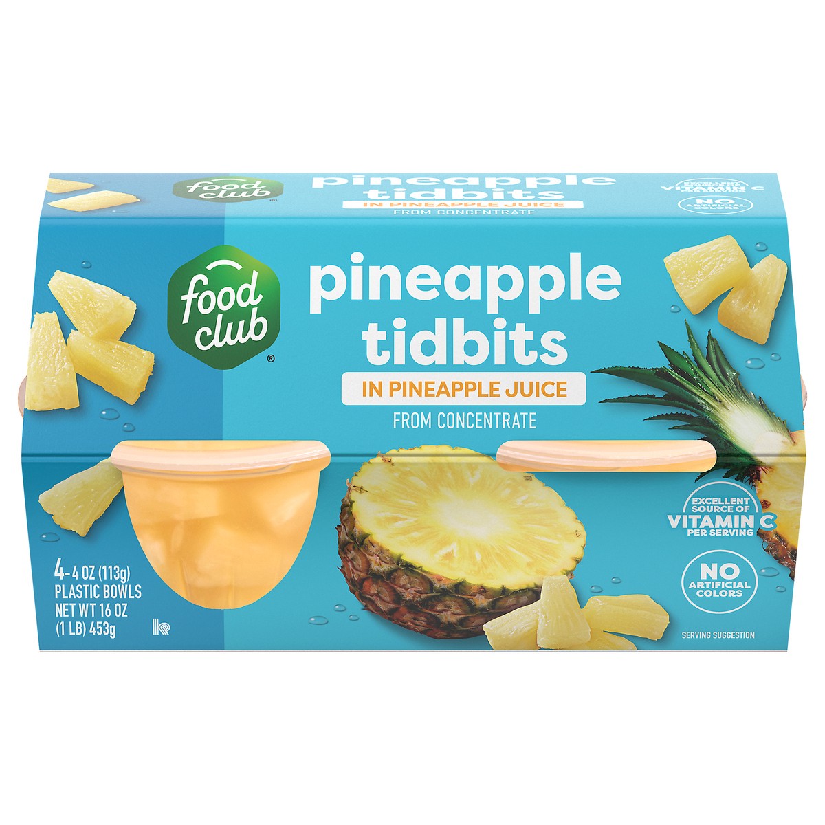 slide 2 of 4, Food Club Pineapple Tidbits in Pineapple Juice 4 - 4 oz Cups, 16 oz