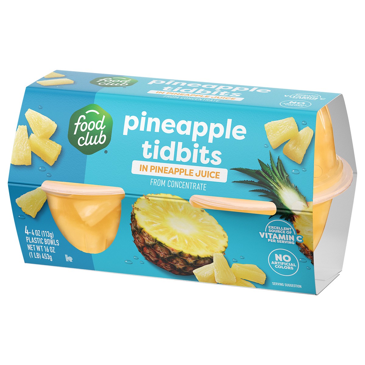 slide 3 of 4, Food Club Pineapple Tidbits in Pineapple Juice 4 - 4 oz Cups, 16 oz