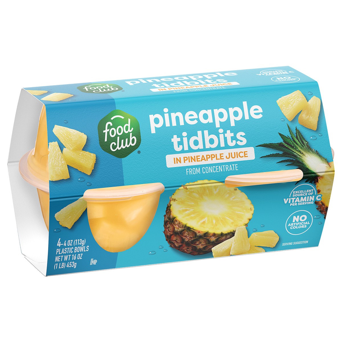 slide 4 of 4, Food Club Pineapple Tidbits in Pineapple Juice 4 - 4 oz Cups, 16 oz