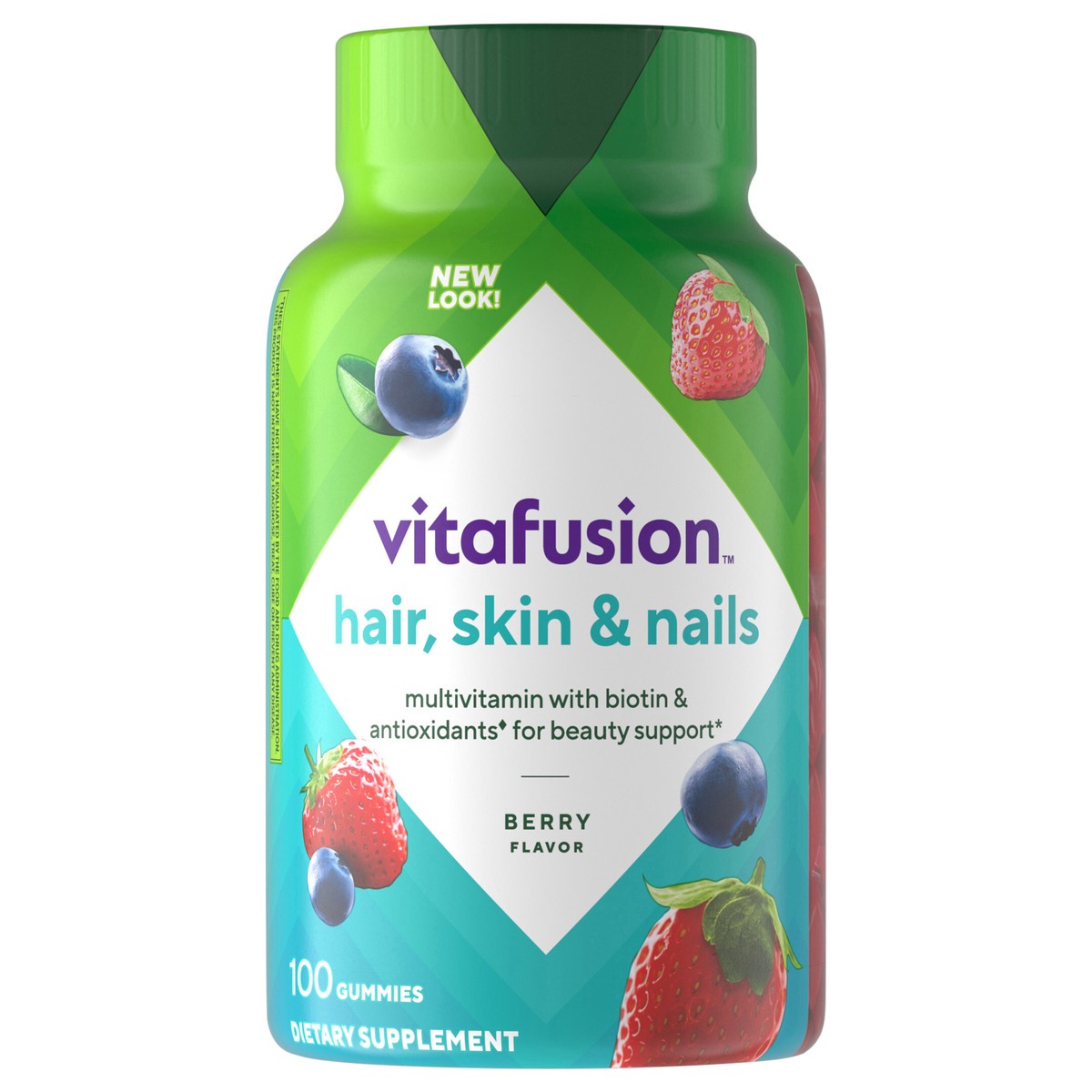 slide 1 of 5, vitafusion Gorgeous Hair, Skin & Nails Multivitamin Gummy Vitamins, plus Biotin and Antioxidant vitamins C&E, Raspberry Flavor, 100ct (33 day supply), from vitafusion, the gummy vitamin experts., 100 ct