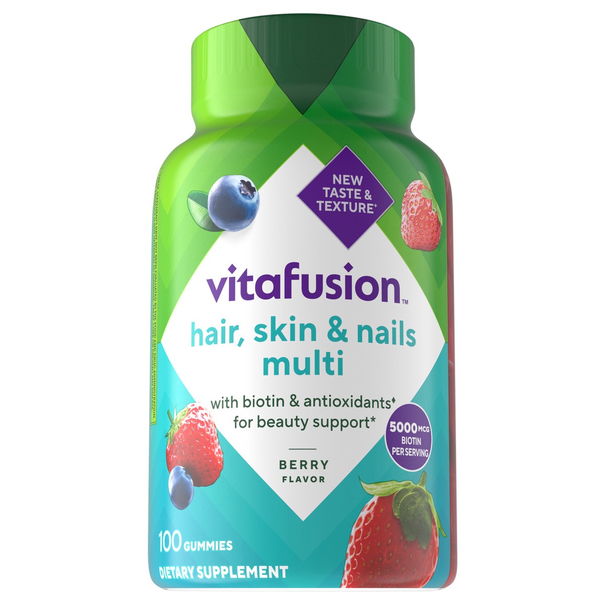 slide 1 of 5, vitafusion Gorgeous Hair, Skin & Nails Multivitamin Gummy Vitamins, plus Biotin and Antioxidant Vitamins C&E, Raspberry Flavor, 100 Ct, 33 Day Supply, 100 ct
