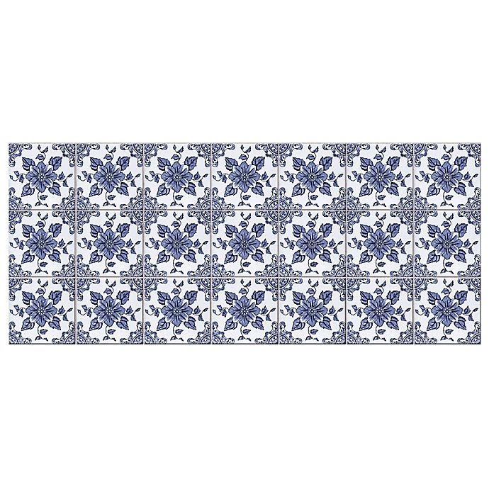 slide 1 of 2, The Softer Side by Weather Guard Delft Floral Kitchen Mat, 25 in x 60 in