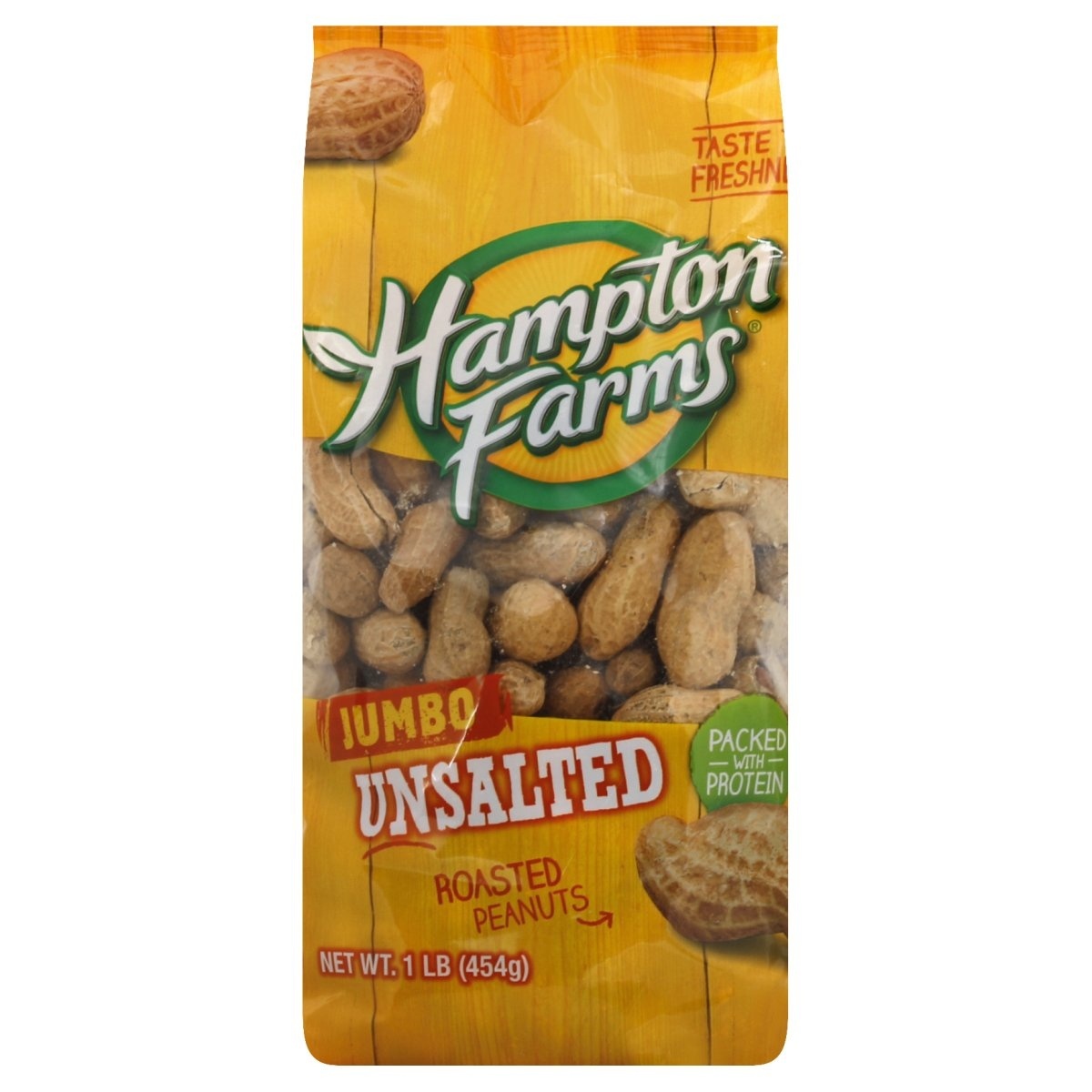 slide 1 of 1, Hampton Farms Roasted Unsalted Jumbo Peanuts, 16 oz