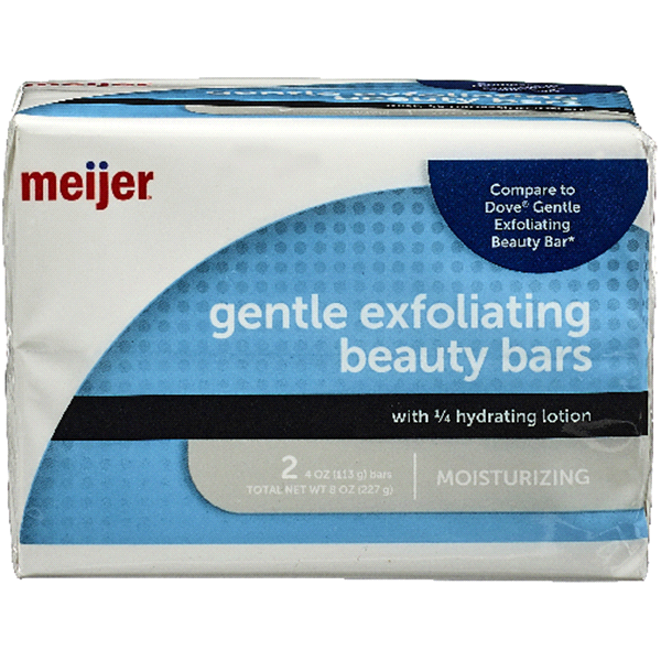 slide 1 of 1, Meijer Gentle Exfoliating Beauty Bar Soap, 2 ct