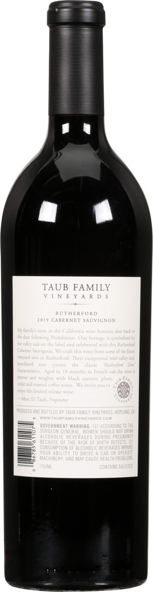 slide 4 of 7, Taub Family Vineyards Cabernet Sauvignon, Rutherford, Napa Valley, 750 ml