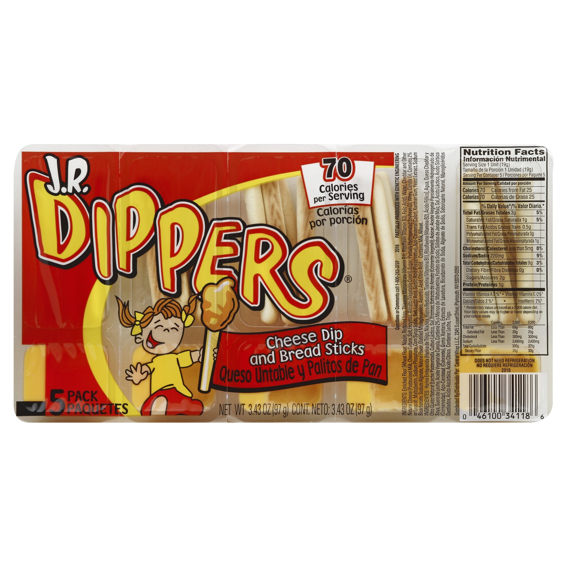 slide 1 of 6, J.R. Dippers Cheese Dip And Bread Sticks, 5 ct