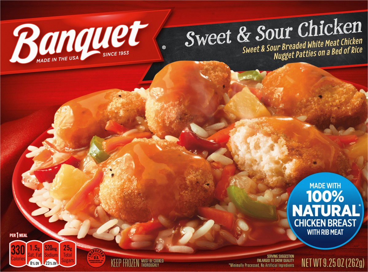 slide 7 of 9, Banquet Sweet & Sour Chicken, 9.25 oz