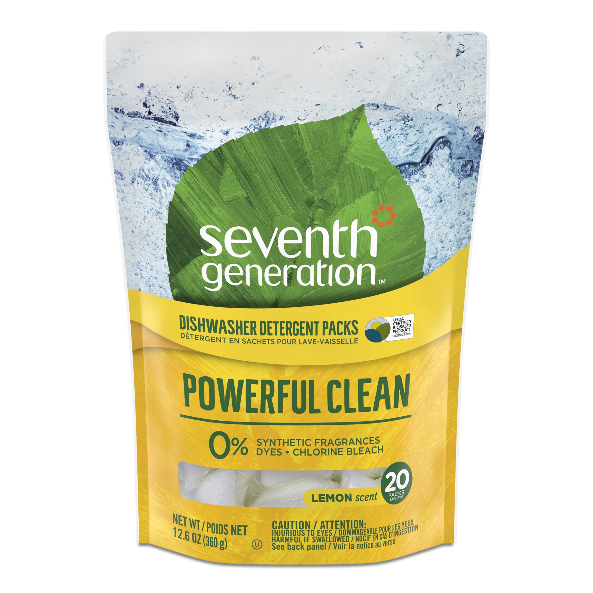 slide 1 of 3, Seventh Generation Dishwasher Detergent Packs Lemon scent, 20 count, 20 ct