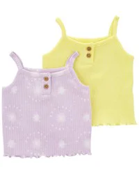 Carters Baby 2-Pack Tanks Purple/Yellow 12M
