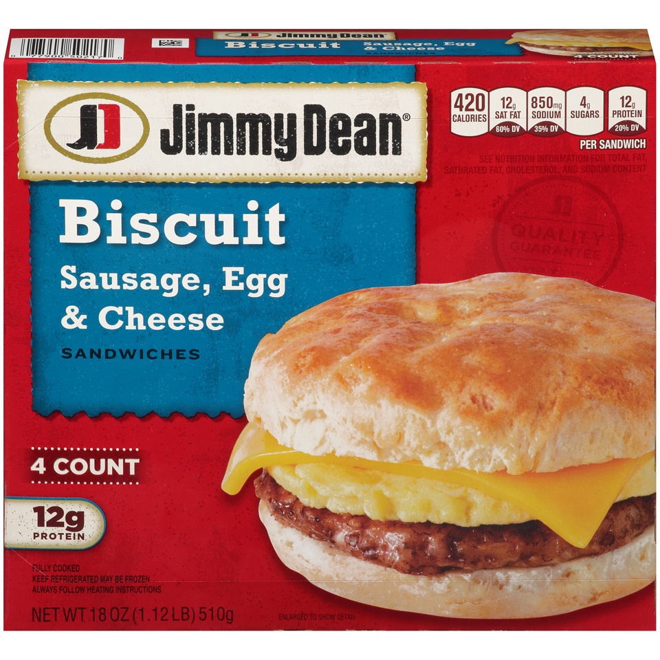 slide 1 of 1, Jimmy Dean Sausage, Egg & Cheese Biscuit Sandwiches, 18 oz