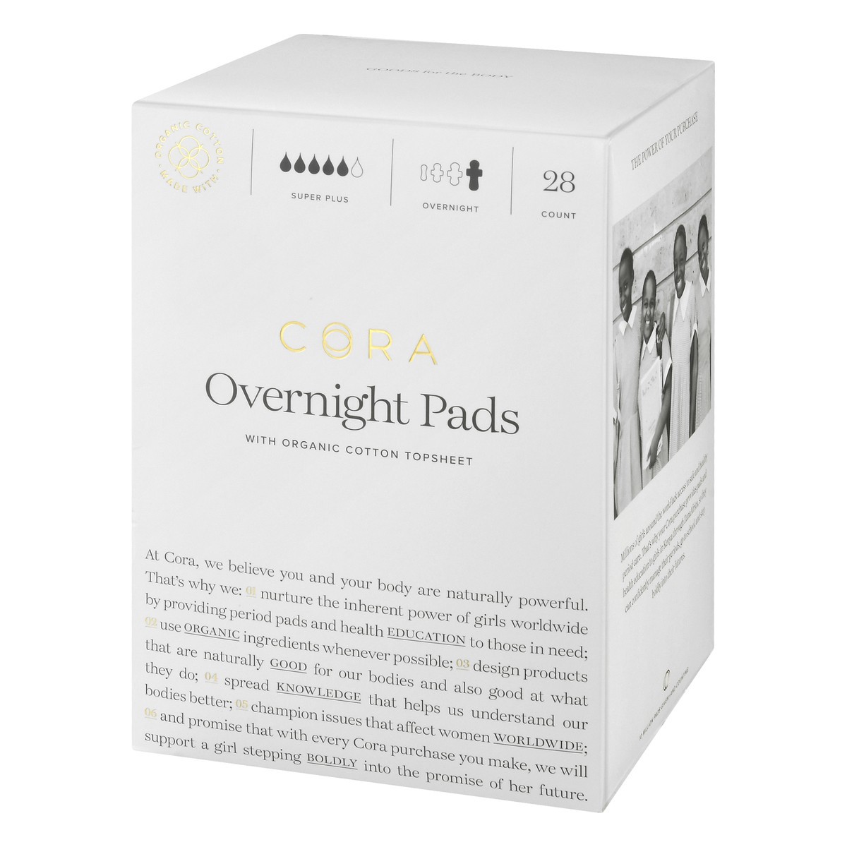 slide 3 of 9, Cora Super Plus Overnight Pads 28 ea, 28 ct