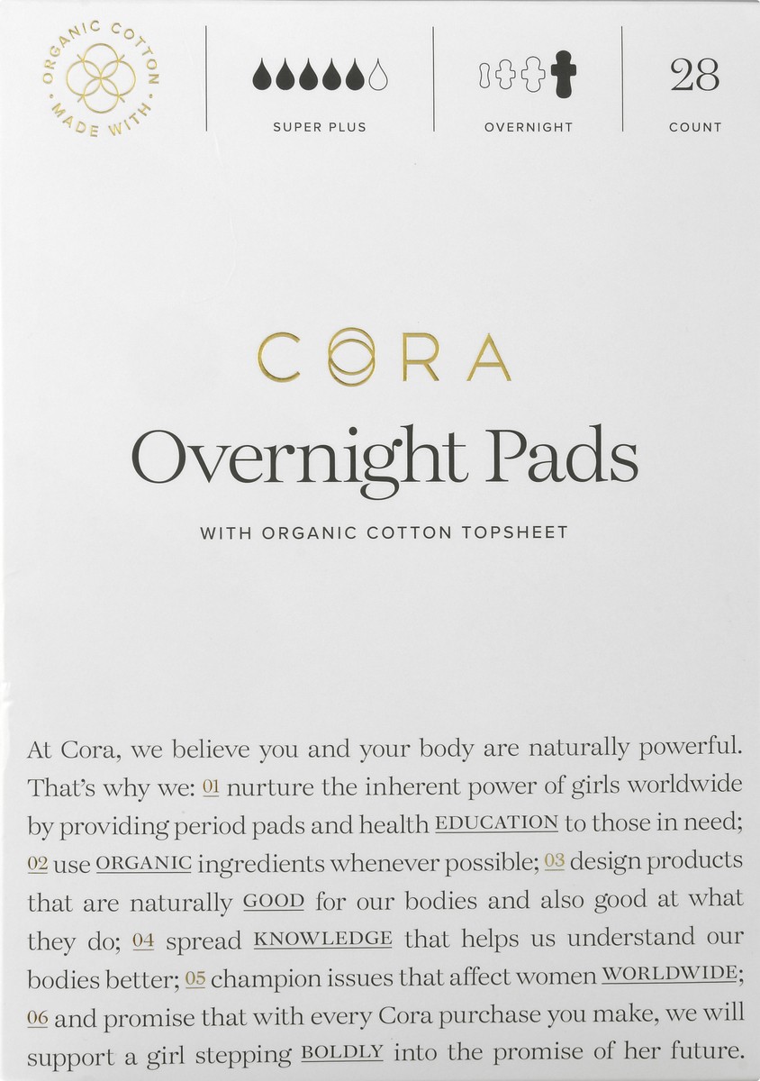 slide 6 of 9, Cora Super Plus Overnight Pads 28 ea, 28 ct