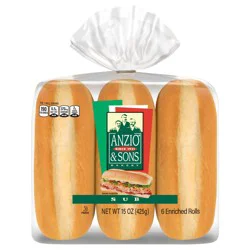 Anzio & Sons Bakery Anzio & Sons White Sub Rolls, 6 count, 15 oz