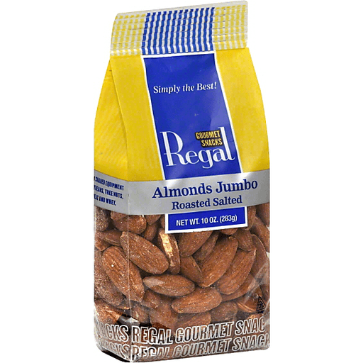 slide 2 of 2, Regal Almonds, Roasted, Salted, Jumbo, 10 oz