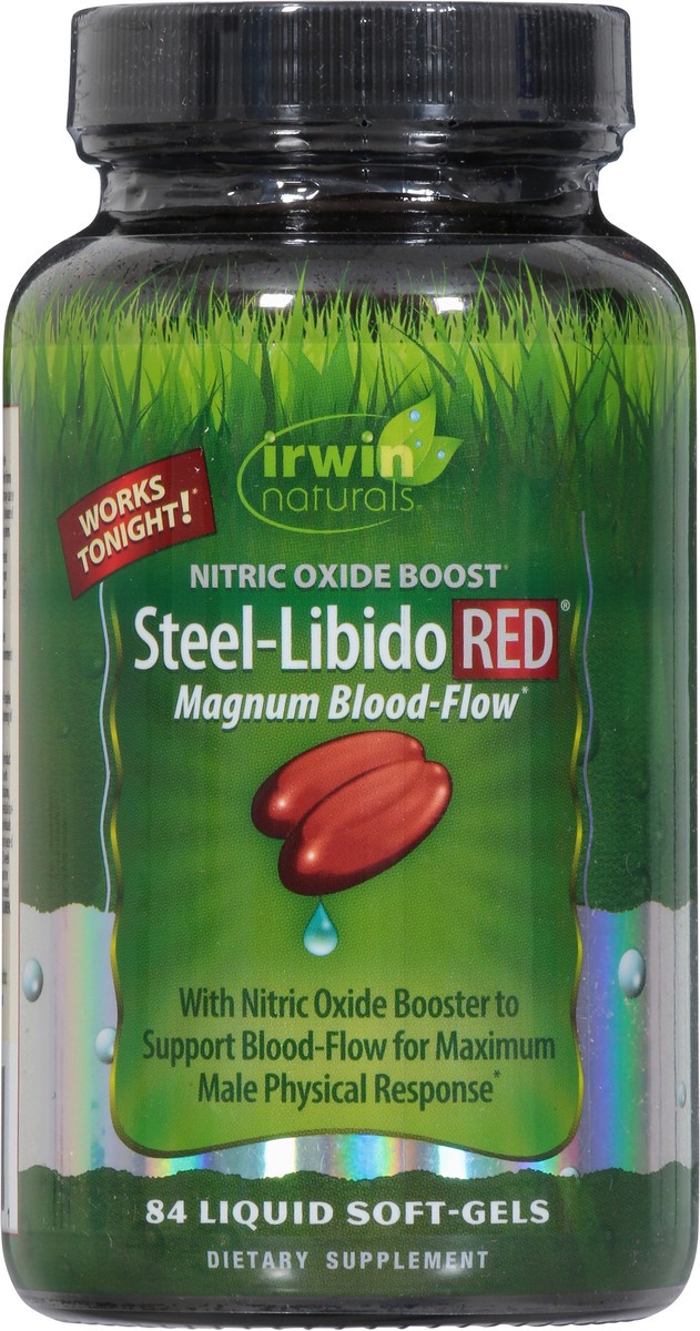slide 5 of 10, Irwin Naturals Magnum Blood-Flow Nitric Oxide Boost Steel-Libido Red 84 ea, 84 ct