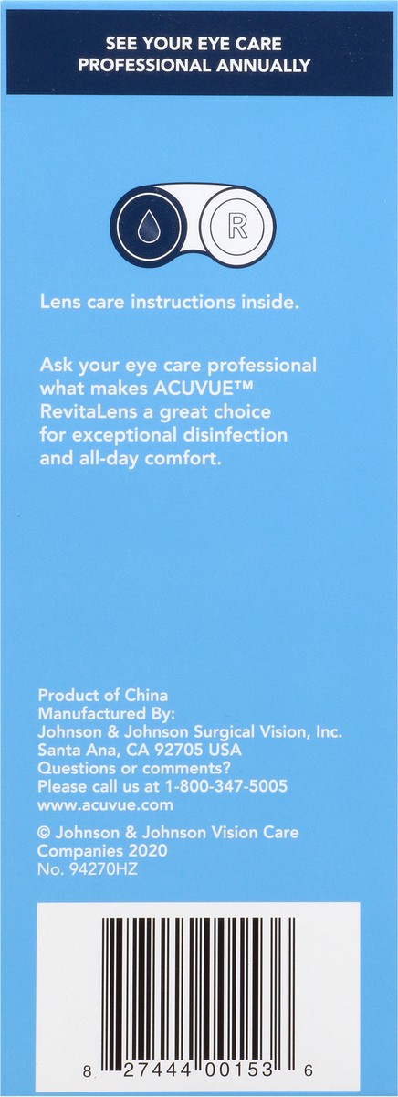 slide 7 of 12, Acuvue RevitaLens Multi-Purposes Disinfecting Solution, 10 oz