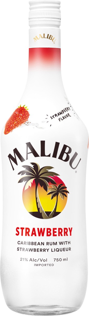 slide 1 of 2, Malibu Flavored Caribbean Rum with Strawberry Liqueur 750mL Bottle, 750 ml