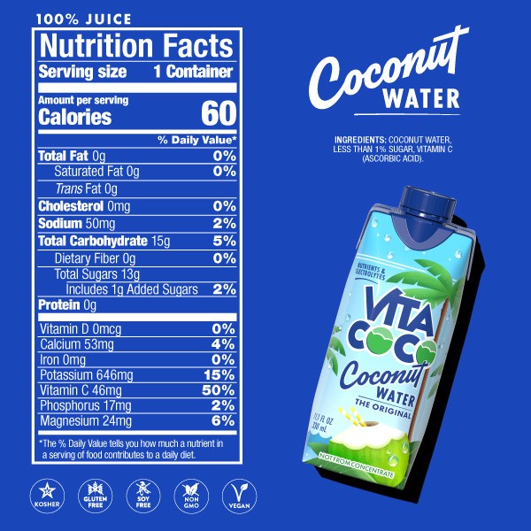 slide 4 of 5, Vita Coco Coconut Water, Original, 11.1oz Tetra, 11.1 oz