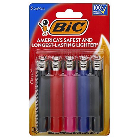 slide 1 of 1, Bic Lighters Classic - 5 Count, 5 ct