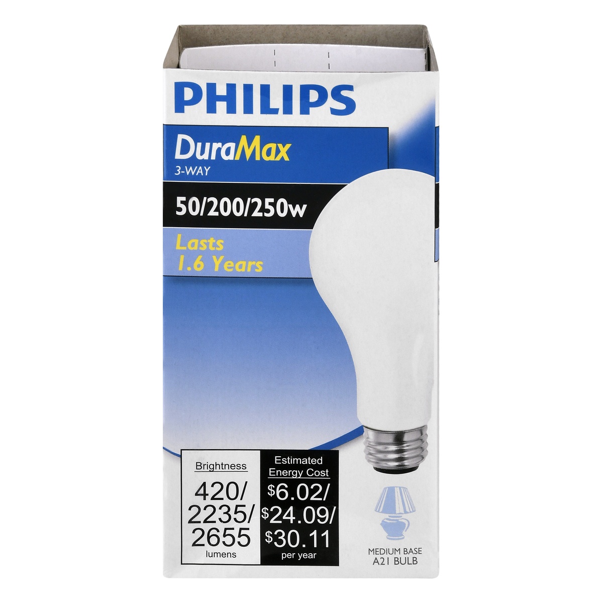 slide 1 of 1, Philips Light Bulb, 3-Way, 50/200/250 Watts, 1 ct