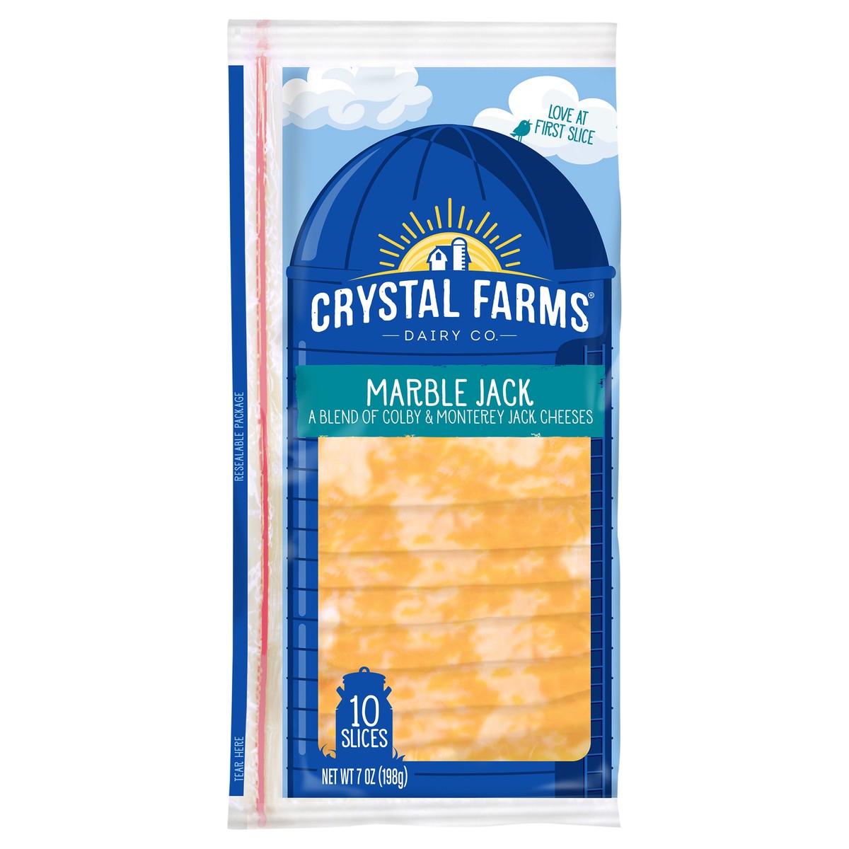 slide 3 of 4, Crystal Farms Marble Jack Sliced Cheese, 7 oz, 10 count, 10 ct